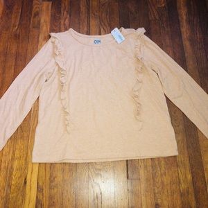 Gymboree tan ruffled stretchy blouse. Size XL(14)